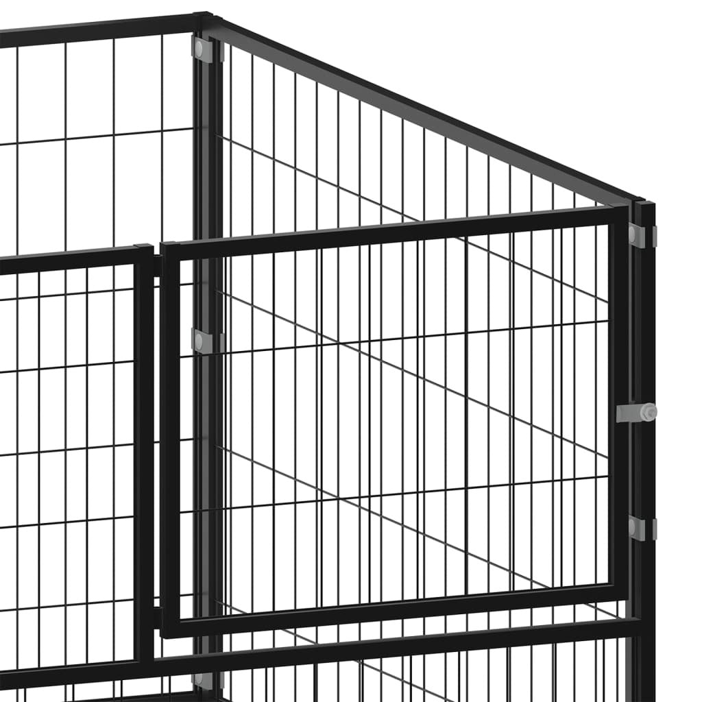 Dog Kennel Black 39.4"x39.4"x27.6" Steel Doba